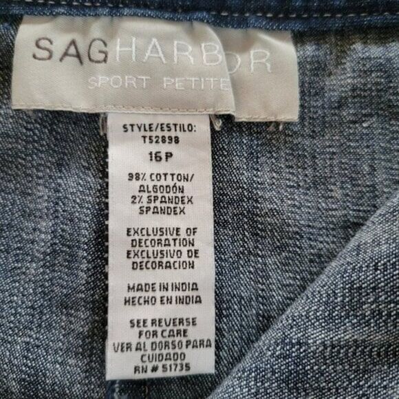 Sag Harbor Sport Denim Jean Skirt Embroidered w/pockets zip up 16 Petite EUC - Picture 9 of 10